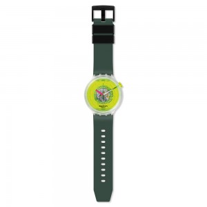 Swatch Blinded By Neon SB05K400 Quartz Biologic case Black biologic strap Yellow color dial
