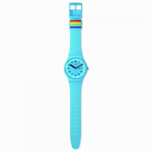 Swatch Proudly Blue SO29S702 Quartz Biologic case Blue rubber strap Blue color dial