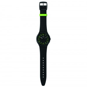 Swatch Brushed Green SS07B108 Quartz Stainless steel Black rubber strap Black color dial