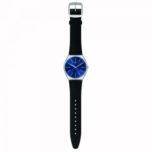 Swatch Formal Blue SS07S125 Quartz Stainless steel Black leather strap Blue color dial
