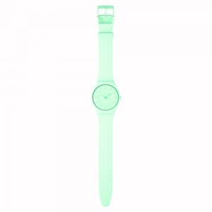 Swatch Turquoise Lightly SS08G107 Quartz Biologic case Turquoise rubber strap Turquoise color dial