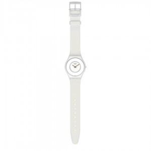 Swatch Carisia Blanca SS09W100 Quartz Bioceramic White silicone strap White color dial