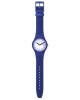 Swatch Violet Verbena Myrtl SUON716 Quartz Biologic case Blue rubber strap White color dial