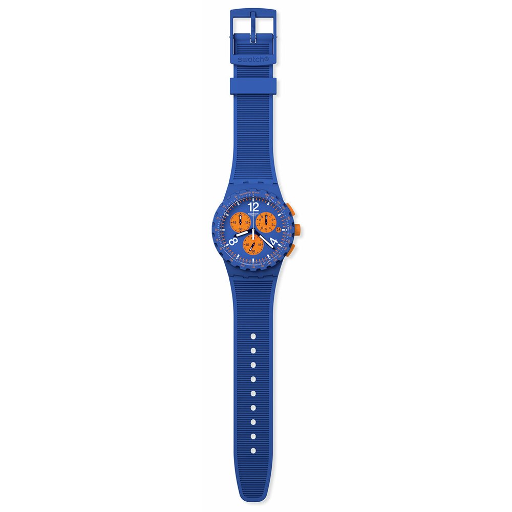 Swatch Primarily Blue SUSN419 Quartz χρονογράφος Πλαστική κάσα Μπλε καουτσούκ λουρί Μπλε χρώμα καντράν Ταχύμετρο