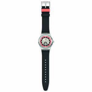 Swatch Confidence 51 SY23S413 Quartz Stainless steel Black silicone strap Silver color dial