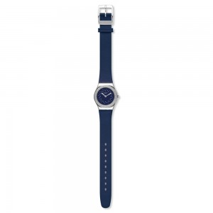 Swatch Elegantina YSS333 Quartz Stainless steel Blue leather strap Blue color dial