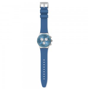 Swatch Blue is All YVS485 Quartz chronograph Stainless steel Blue rubber strap Blue color dial