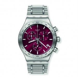 Swatch Purple Irony YVS499G Quartz chronograph Stainless steel Bracelet Bordeux color dial