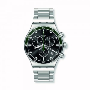 Swatch Dark Green Irony YVS506G Quartz chronograph Stainless steel Bracelet Black color dial
