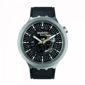 Swatch Dark Irony SB07S105 Quartz Stainless steel Rubber strap  Black color dial