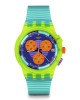 Swatch Neon Wave SUSJ404 Quartz Χρονογράφος Πλαστικό πλαίσιο Μπλε καουτσούκ λουρί Μπλε χρώμα καντράν