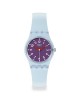 Swatch Powder Plum LL126 Quartz Πλαστικό πλαίσιο Γαλάζιο καουτσούκ λουρί Μωβ χρώμα καντράν