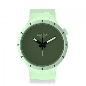 Swatch Lost in the Forest SB03G100 Quartz Bioceramic Green silicone strap Navy green color dial