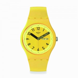 Swatch Proudly Yellow SO29J702 Quartz Biologic case Yellow rubber strap Yellow color dial