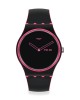 Swatch Minimal Line Pink SO29P700 Quartz Βιολογικό πλαίσιο Μαύρο καουτσούκ λουρί Μαύρο χρωμα καντράν