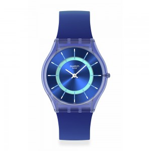 Swatch Jammy Grape Dream SS08I100 Quartz Biologic case Blue rubber strap Blue color dial