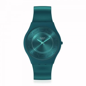 Swatch Auric Whisper SS08N116 Quartz Biologic case Blue-Green rubber strap Blue-Green colour dial