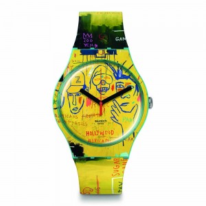 Swatch Hollywood Africans By JM Basquiat SUOZ354 Quartz Plastic case Yellow rubber strap Yellow dial