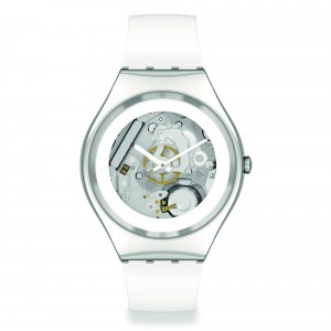 Swatch Pure White Irony SYXS138 Quartz Stainless steel White silicone strap Silver color dial