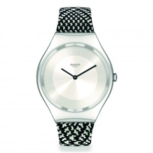 Swatch Irony Black 'N' White SYXS142 Quartz Stainless steel Black-White silicone strap Silver color dial