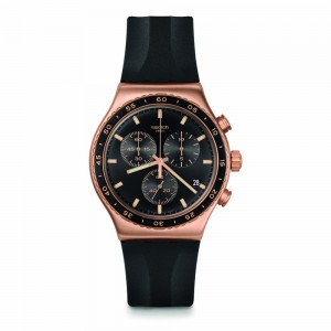 Swatch Stain Sheen YVG410 Quartz chronograph Stainless steel Black rubber strap Black color dial