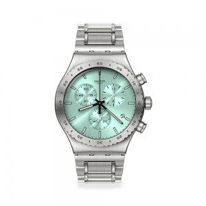 Swatch Energize You YVS498G Quartz chronograph Stainless steel Bracelet Light blue color dial