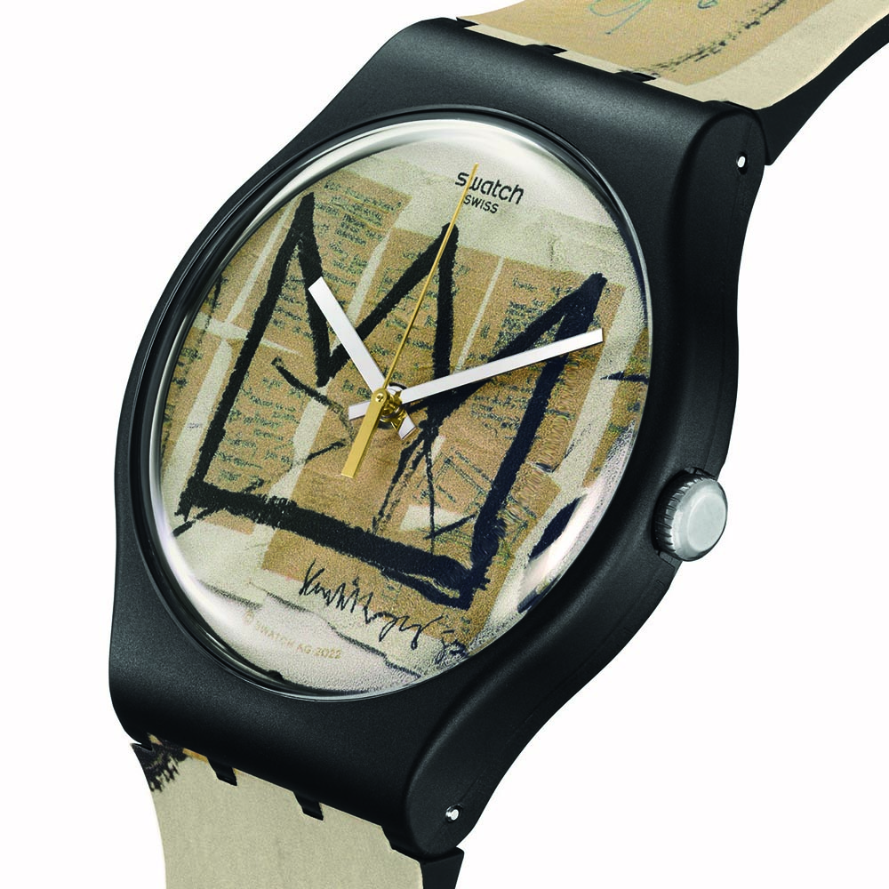 Swatch Untitled By JM Basquiat SUOZ355 Quartz Πλαστικό πλαίσιο Μπεζ καουτσούκ λουρί Μπεζ χρώμα καντράν