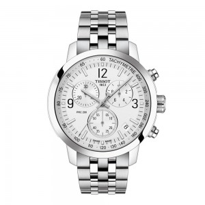 Tissot PRC 200 Chronograph T114.417.11.037.00 Quartz χρονογράφος Ανοξείδωτο ατσάλι Μπρασελέ Λευκό καντράν