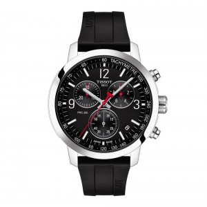 Tissot PRC 200 Chronograph T114.417.17.057.00 Quartz χρονογράφος Ανοξείδωτο ατσάλι Μαύρο καουτσούκ λουρί Μαύρο χρώμα καντράν