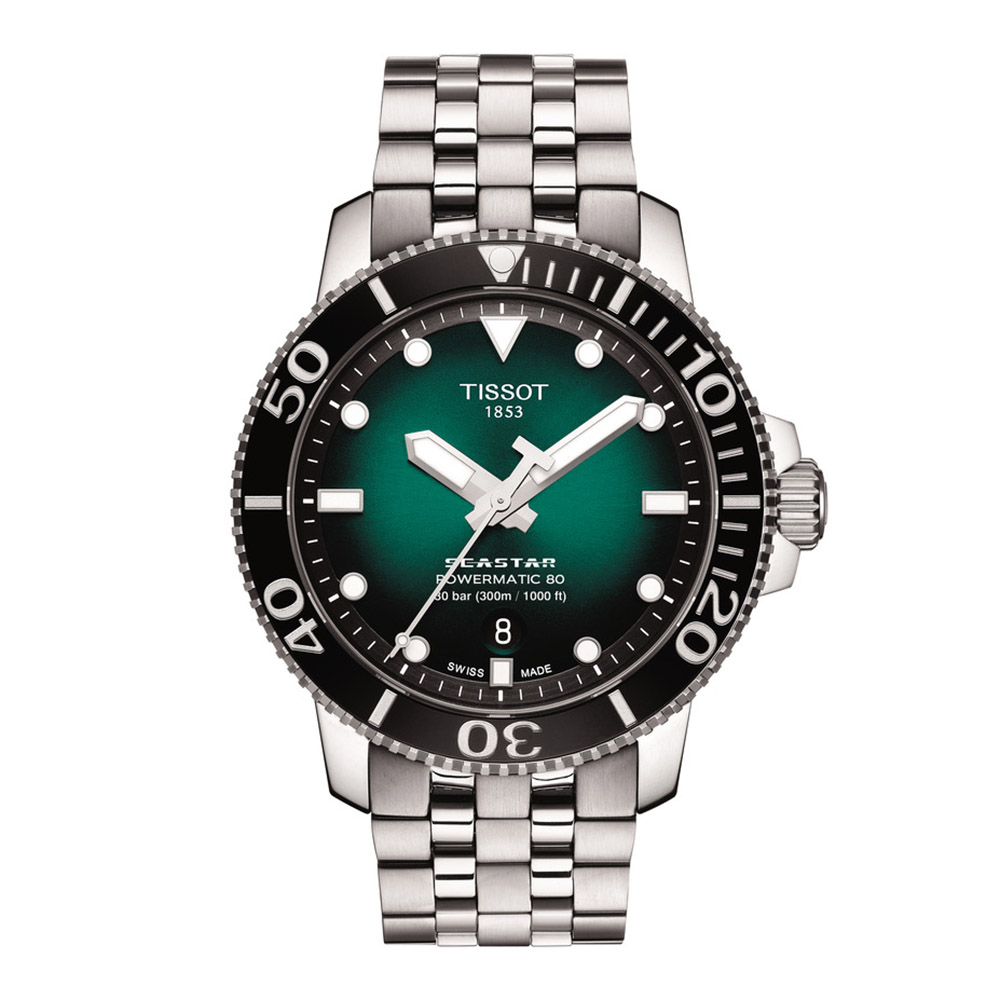 Tissot Seastar 1000 Powermatic 80 T120.407.11.091.01 Ανοξείδωτο ατσάλι Μπρασελέ Κεραμική στεφάνη Πράσινο χρώμα καντράν Καταδυτικό