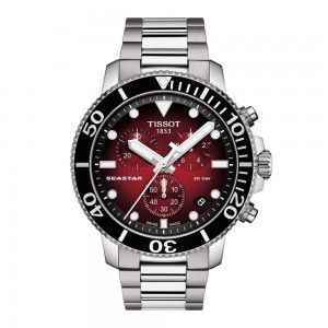 Tissot Seastar 1000 Quartz Chronograph T120.417.11.421.00 Stainless steel Bracelet Aluminium bezel Red color dial
