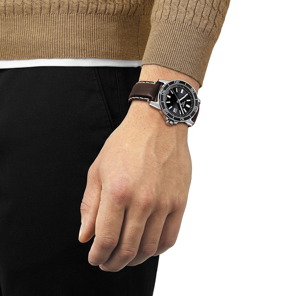 Tissot Supersport Gent T125.610.16.051.00 Quartz Ανοξείδωτο ατσάλι Καφέ δερμάτινο λουρί Στεφάνη αλουμινίου Μαύρο χρώμα καντράν 