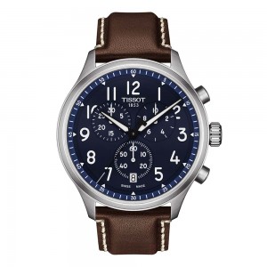 Tissot Chrono XL Vintage Τ116.617.16.042.00 Stainless steel Brown leather strap Blue color dial