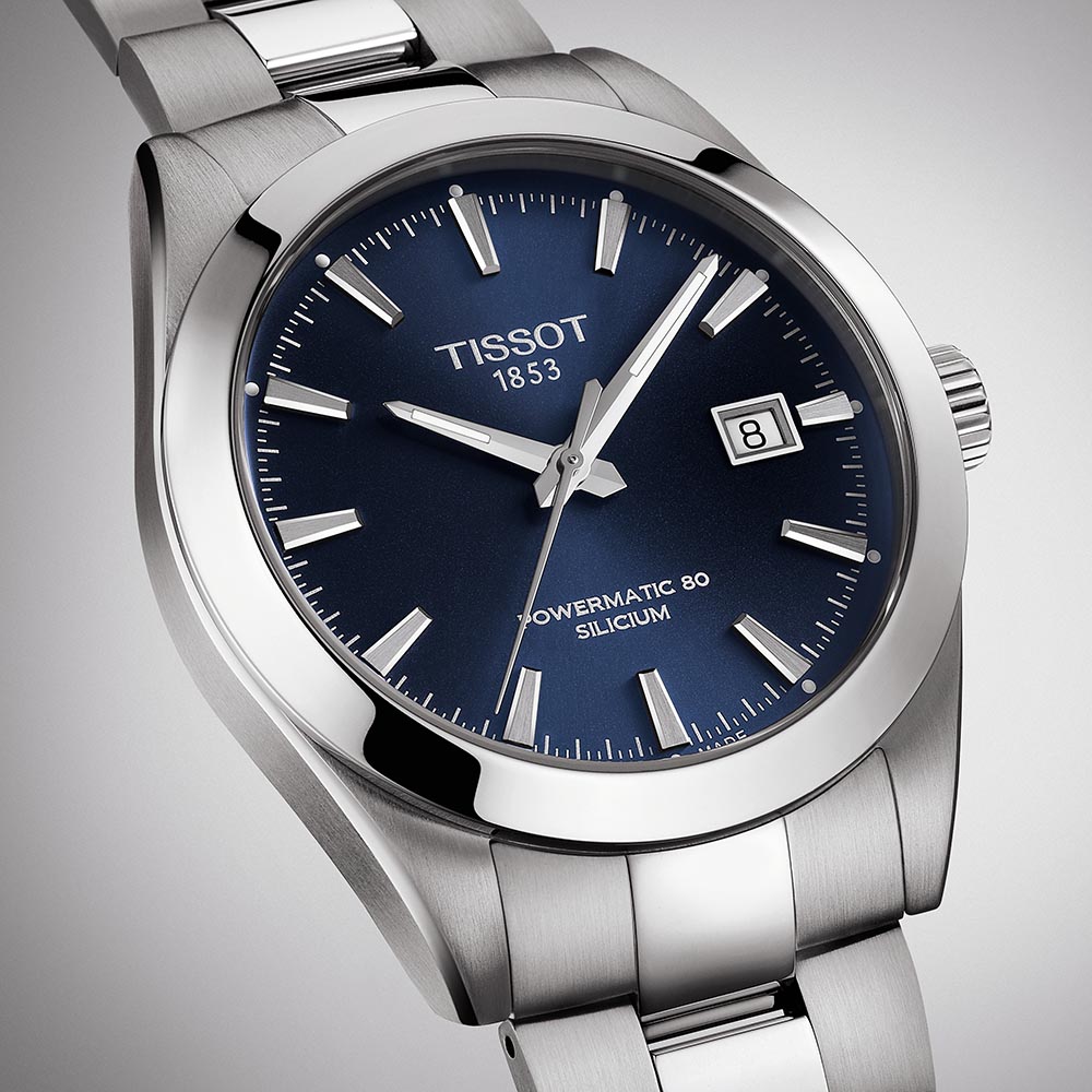 Tissot Gentleman Powermatic 80 silicium T127.407.11.041.00 Ανοξείδωτο ατσάλι Μπρασελέ Μπλε χρώμα καντράν