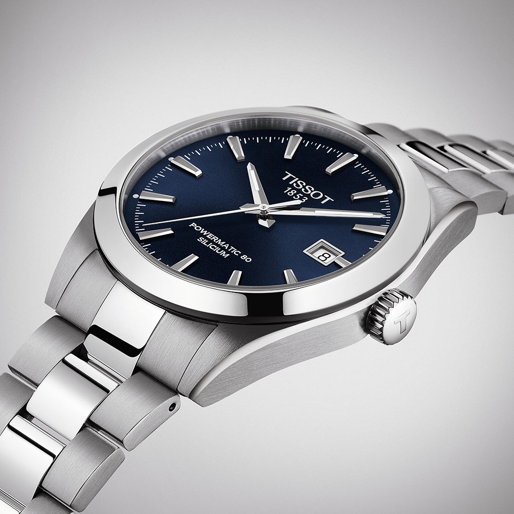Tissot Gentleman Powermatic 80 silicium T127.407.11.041.00 Ανοξείδωτο ατσάλι Μπρασελέ Μπλε χρώμα καντράν
