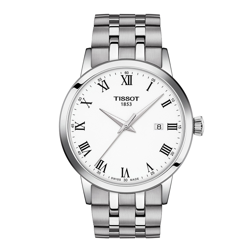 Tissot Classic Dream T129.410.11.013.00 Quartz Ανοξείδωτο ατσάλι Μπρασελέ Λατινική αρίθμηση Λευκό Καντράν