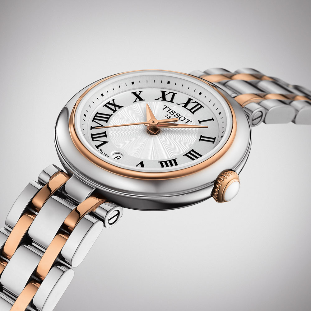 Tissot Bellissima Automatic T126.207.22.013.00 Διμεταλλικό ανοξείδωτο ατσάλι Μπρασελέ Επιχρυσωμένη στεφάνη Λευκό χρώμα Καντράν Λατινική αρίθμηση 