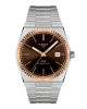 Tissot Prx Powermatic 80 18K Gold Bezel T931.407.41.291.00 Ανοξείδωτο ατσάλι Μπρασελέ Καφέ-Μαύρο χρώμα καντράν