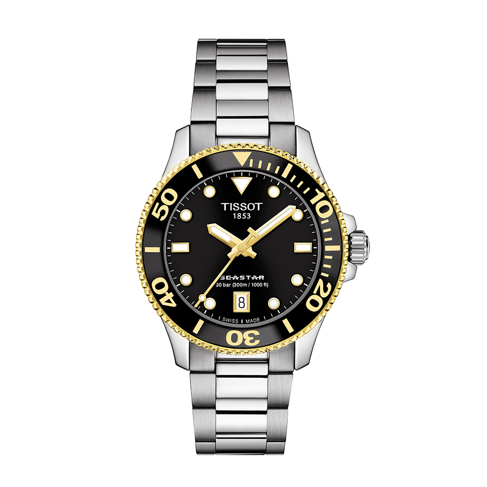 Tissot Seastar 1000 36MM T120.210.21.051.00 Quartz Ανοξείδωτο ατσάλι Μπρασελέ Μαύρο χρώμα καντράν Κεραμική στεφάνη Καταδυτικό