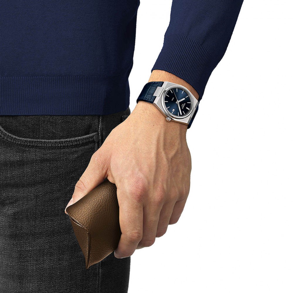 Tissot Prx T137.410.16.041.00 Quartz Ανοξείδωτο ατσάλι Μπλε δερμάτινο λουρί Μπλε χρώμα καντράν