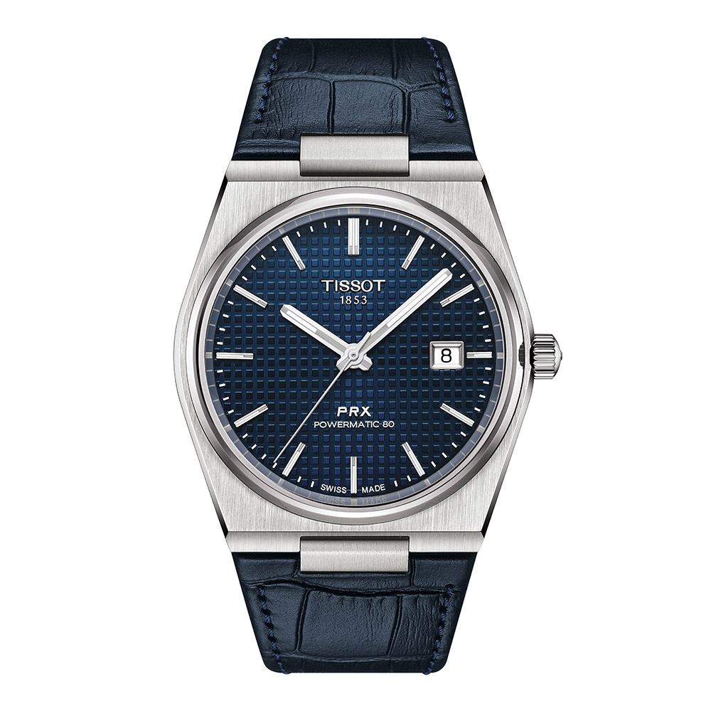 Tissot Prx Powermatic 80 T137.407.16.041.00 Ανοξείδωτο ατσάλι Μπλε δερμάτινο λουρί Μπλε χρώμα καντράν