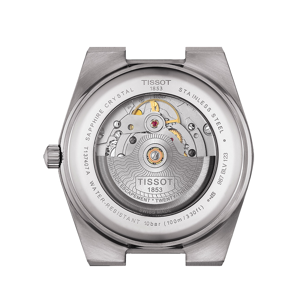 Tissot Prx Powermatic 80 T137.407.16.041.00 Ανοξείδωτο ατσάλι Μπλε δερμάτινο λουρί Μπλε χρώμα καντράν