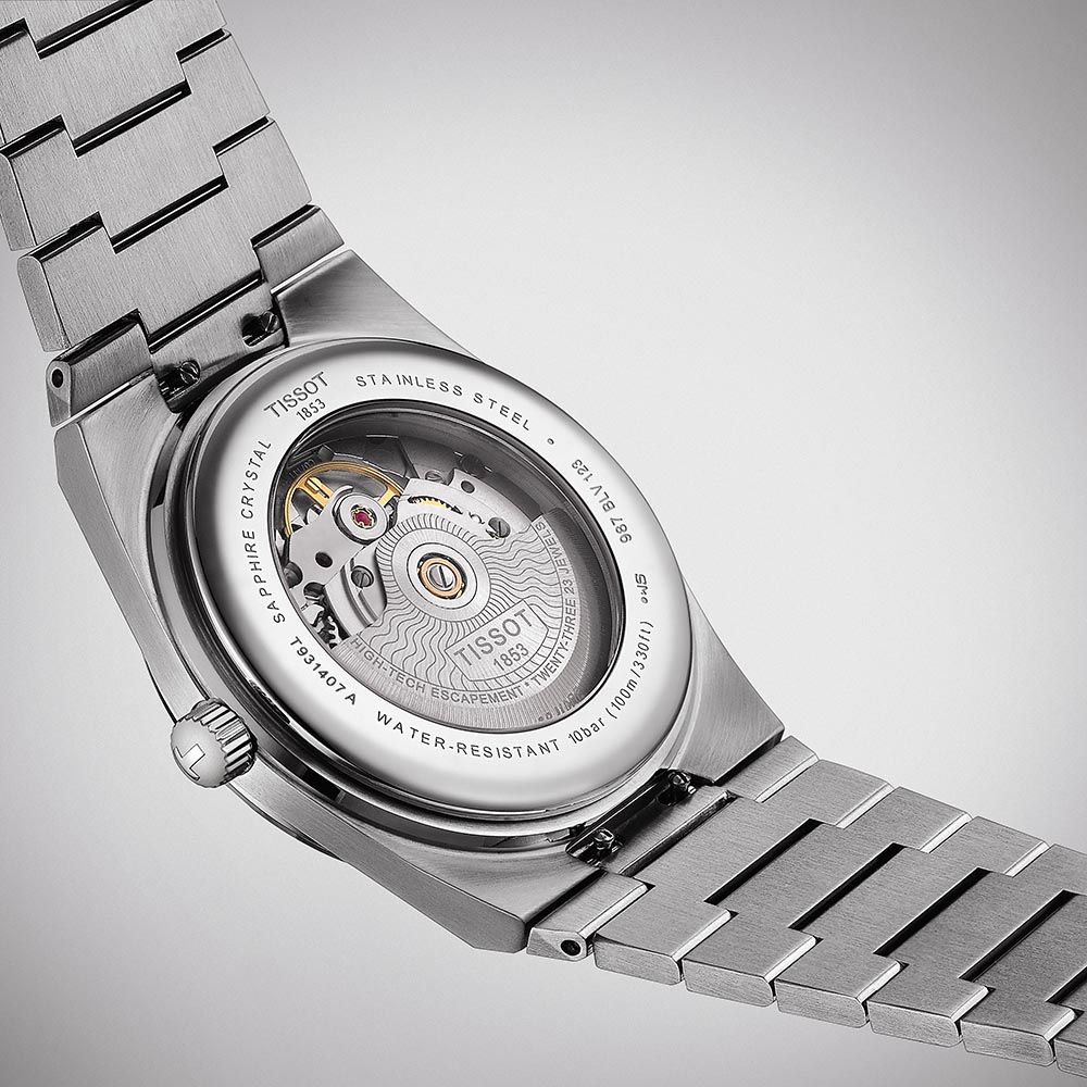 Tissot Prx Powermatic 80 18K Gold Bezel T931.407.41.291.00 Ανοξείδωτο ατσάλι Μπρασελέ Καφέ-Μαύρο χρώμα καντράν