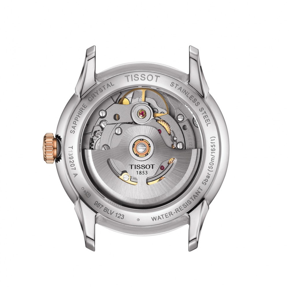 Tissot Chemin Des Tourelles Powermatic 80 T139.807.22.038.00 Αυτόματος Ανοξείδωτο ατσάλι Διμεταλλικό μπρασελέ Επιχρυσωμένη στεφάνη Ασημί χρώμα καντράν