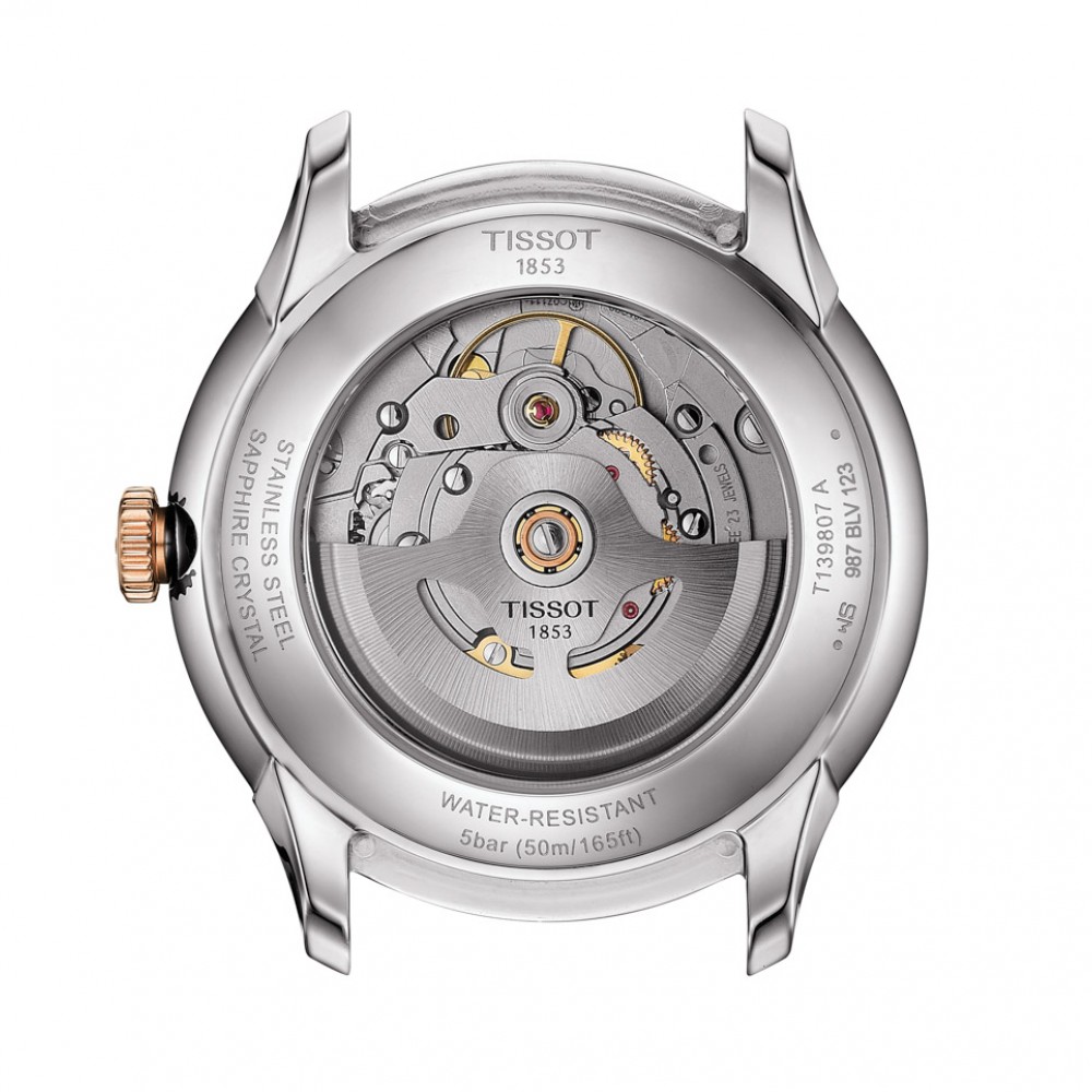 Tissot Chemin Des Tourelles Powermatic 80 T139.207.22.038.00 Αυτόματος Ανοξείδωτο ατσάλι Διμεταλλικό μπρασελέ Επιχρυσωμένη στεφάνη Ασημί χρώμα καντράν
