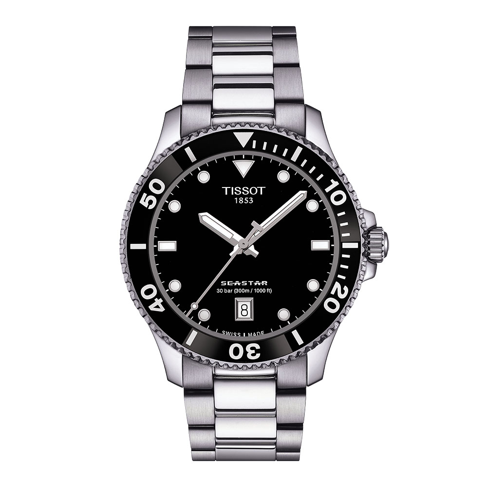 Tissot Seastar 1000 40MM T120.410.11.051.00 Quartz Ανοξείδωτο ατσάλι Μπρασελέ Μαύρο χρώμα καντράν Κεραμική στεφάνη Καταδυτικό