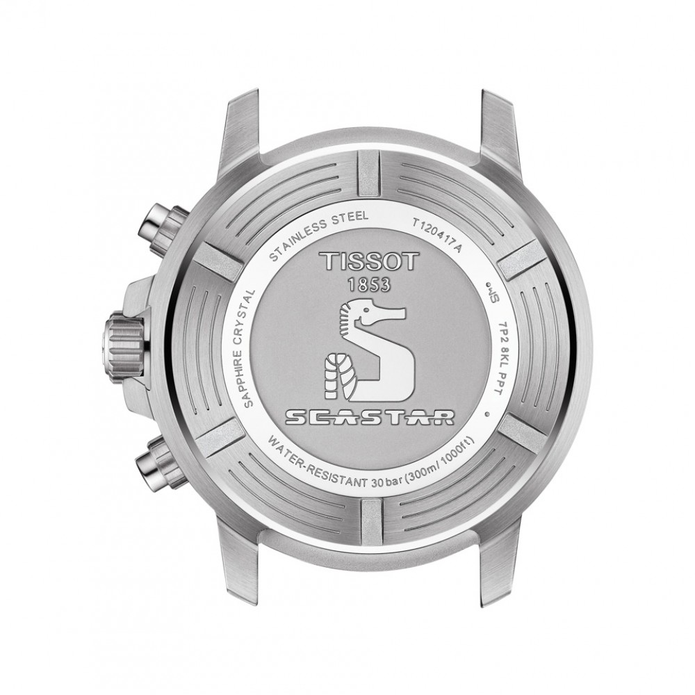 Tissot Seastar 1000 Chronograph T120.417.17.081.01 Quartz Ανοξείδωτο ατσάλι Γκρι συνθετικό λουρί Στεφάνη αλουμινίου Γκρι χρώμα καντράν Καταδυτικό