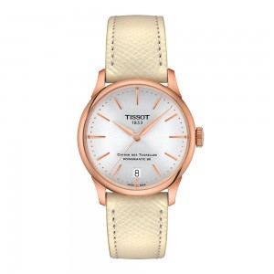 Tissot Chemin Des Tourelles Powermatic 80 T139.207.36.031.00 Stainless steel Beige leather strap White color dial