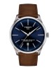 Tissot Chemin Des Tourelles Powermatic 80 T139.407.16.041.00 Ανοξείδωτο ατσάλι Καφέ δερμάτινο λουρί Μπλε χρώμα καντράν