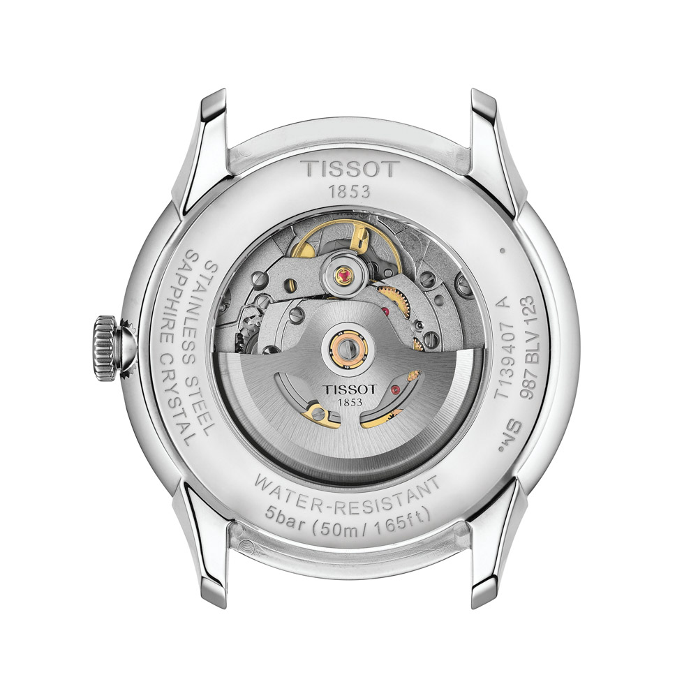 Tissot Chemin Des Tourelles Powermatic 80 T139.407.16.041.00 Ανοξείδωτο ατσάλι Καφέ δερμάτινο λουρί Μπλε χρώμα καντράν